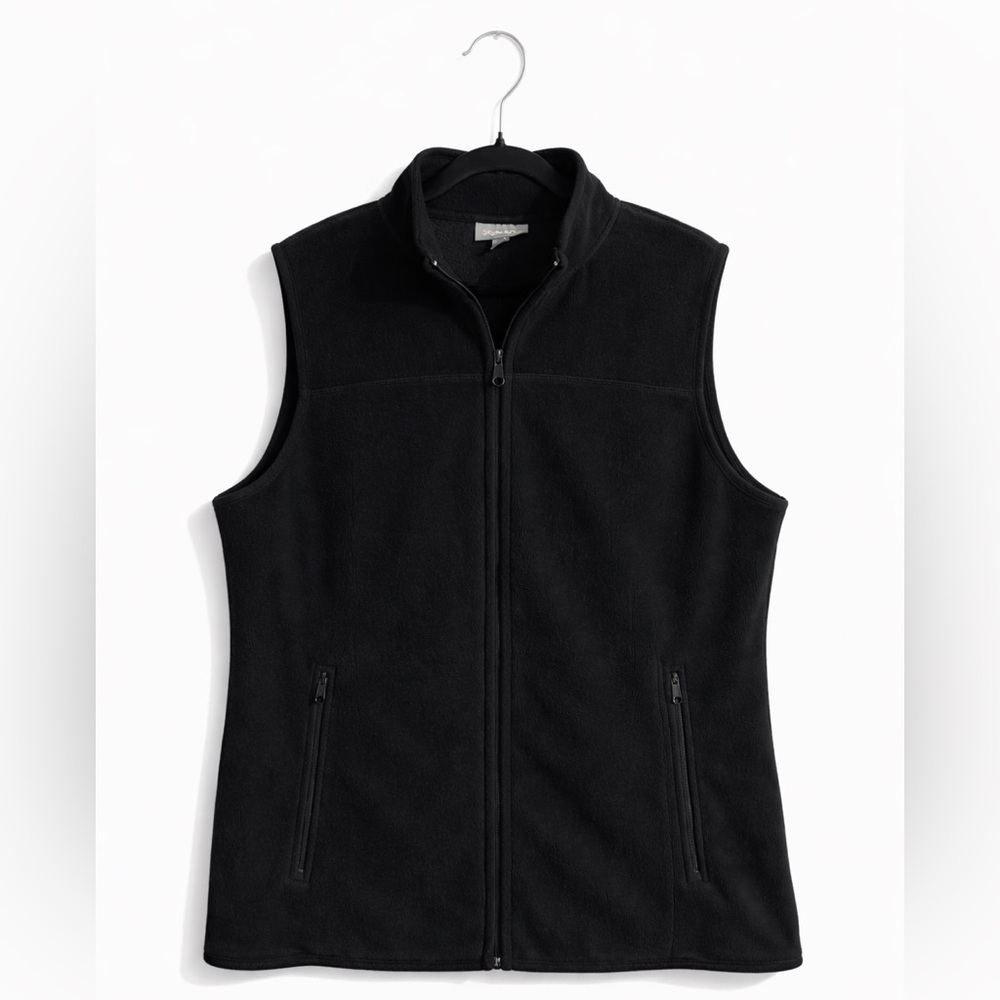 Style & Co Black Fleece Vest XL Cozy Soft Lightweight Layering